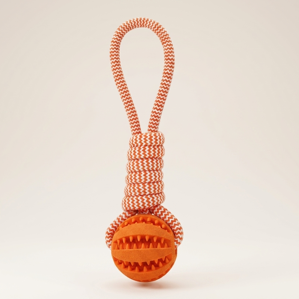 Interactive Hemp Rope & Rubber Treat Ball for Dogs | Tug, Fetch & Chew Toy