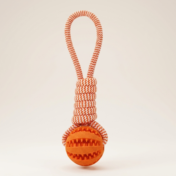 Interactive Hemp Rope & Rubber Treat Ball for Dogs | Tug, Fetch & Chew Toy