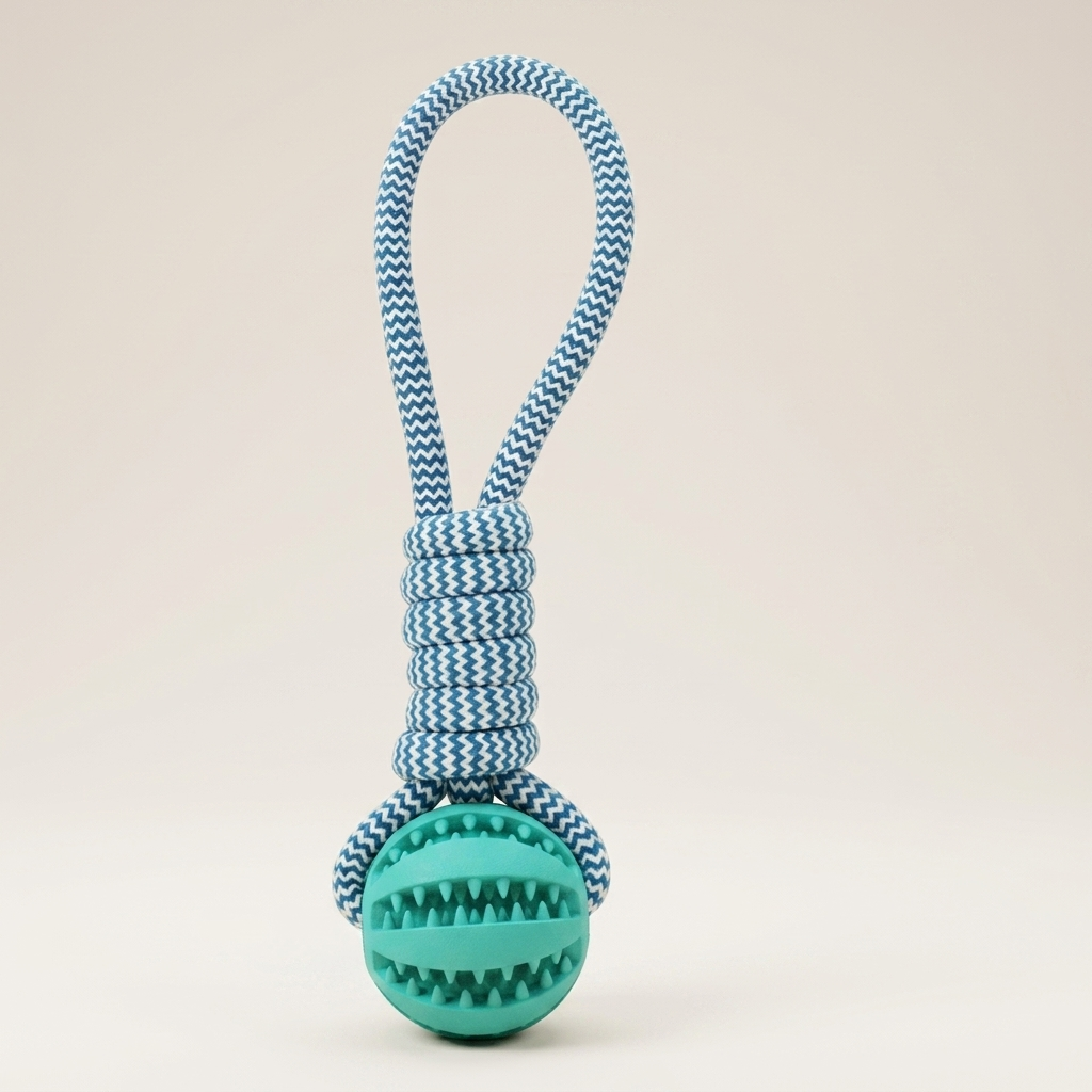 Interactive Hemp Rope & Rubber Treat Ball for Dogs | Tug, Fetch & Chew Toy